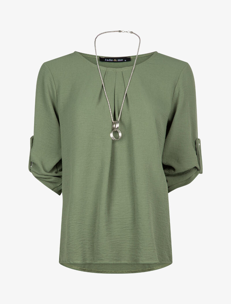 Blouse fluide avec sautoir - kaki - 2