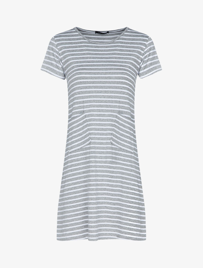 Robe t-shirt rayée - gris clair - 1