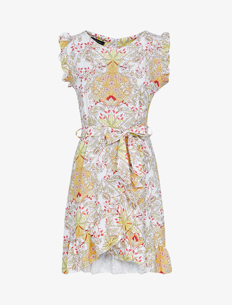 Robe à imprimé floral graphique - ecru - 1
