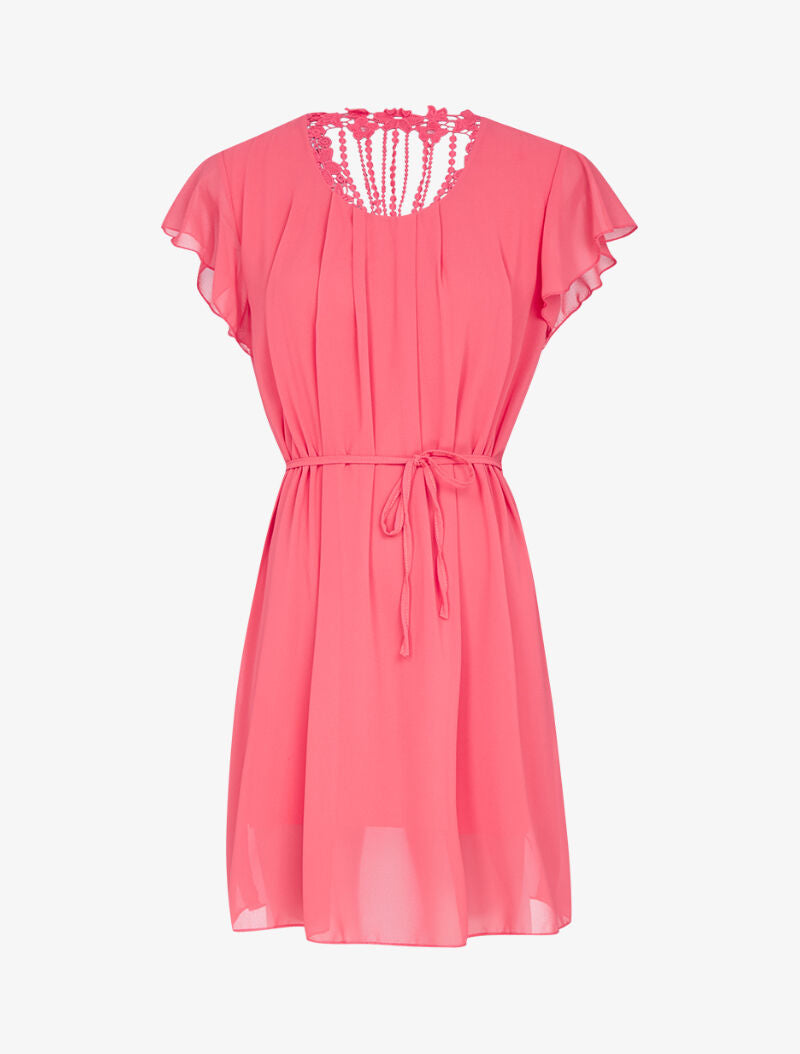 Robe à dos en crochet stylisé - corail - 1