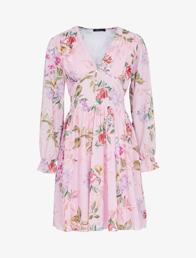Robe patineuse à imprimé floral - rose - 1