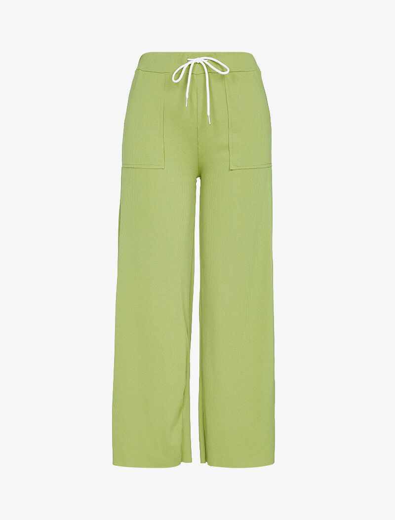 Pantalon côtelé à bords coupe franche - vert anis - 3