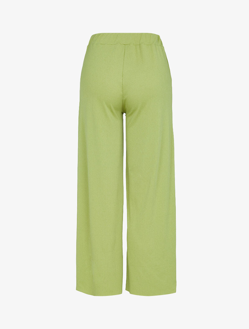 Pantalon côtelé à bords coupe franche - vert anis - 2