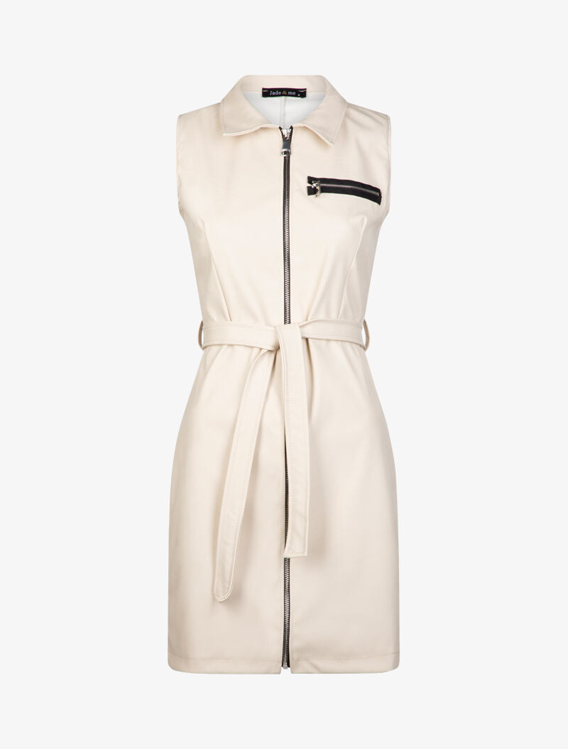 Robe ajustée en simili - beige - 1