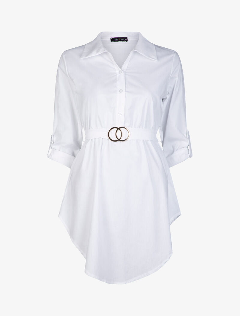 Tunique asymétrique unie - blanc - 1