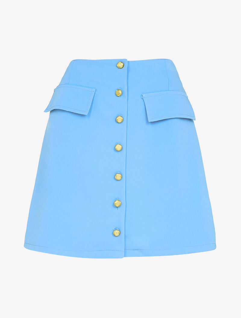 Mini jupe à boutons contrastants - bleu ciel - 2