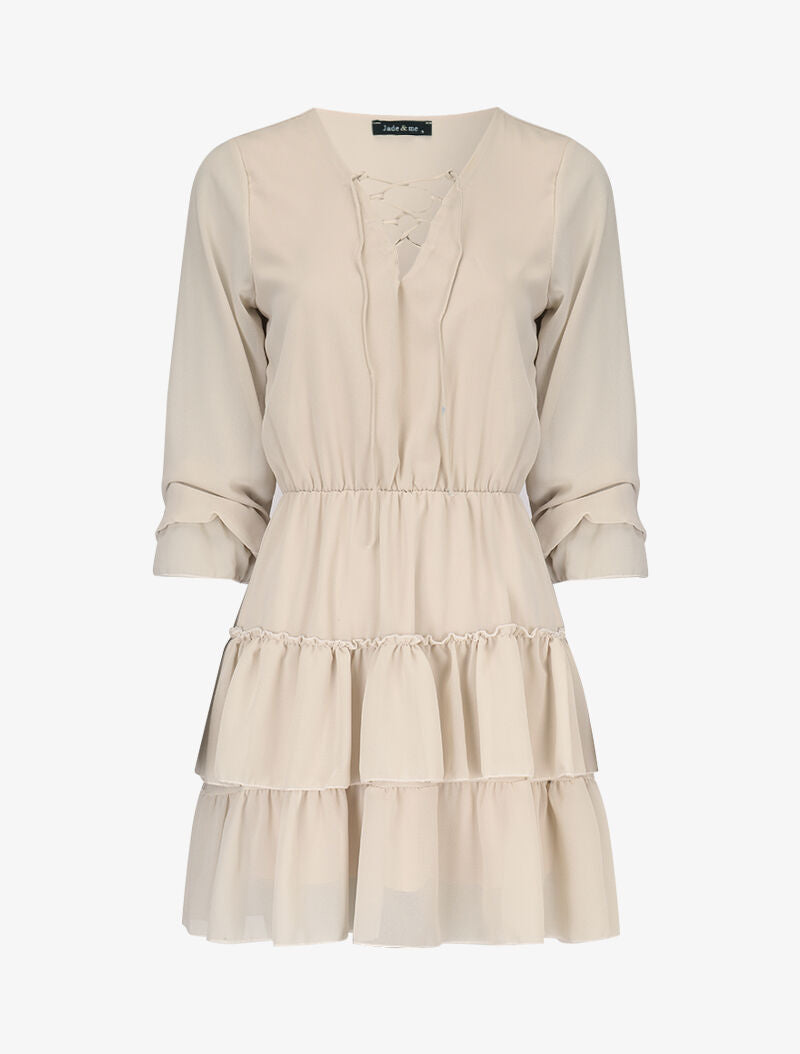 Robe patineuse volantée - beige - 3