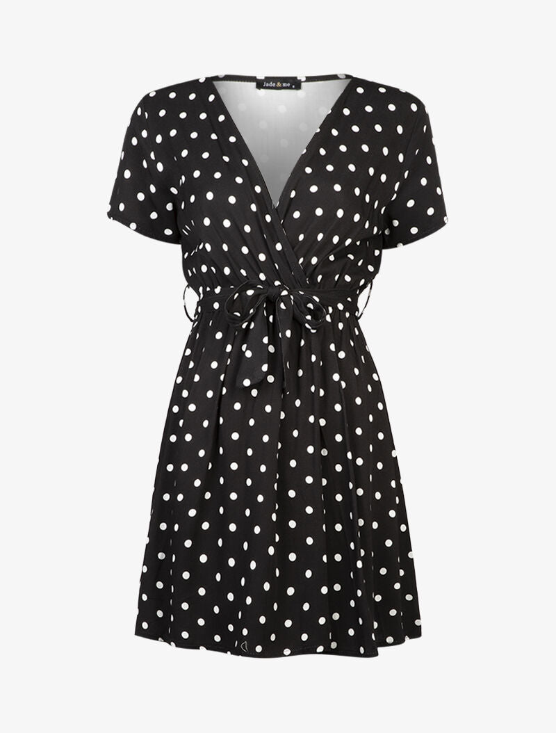 Robe coupe patineuse à pois - noir - 1
