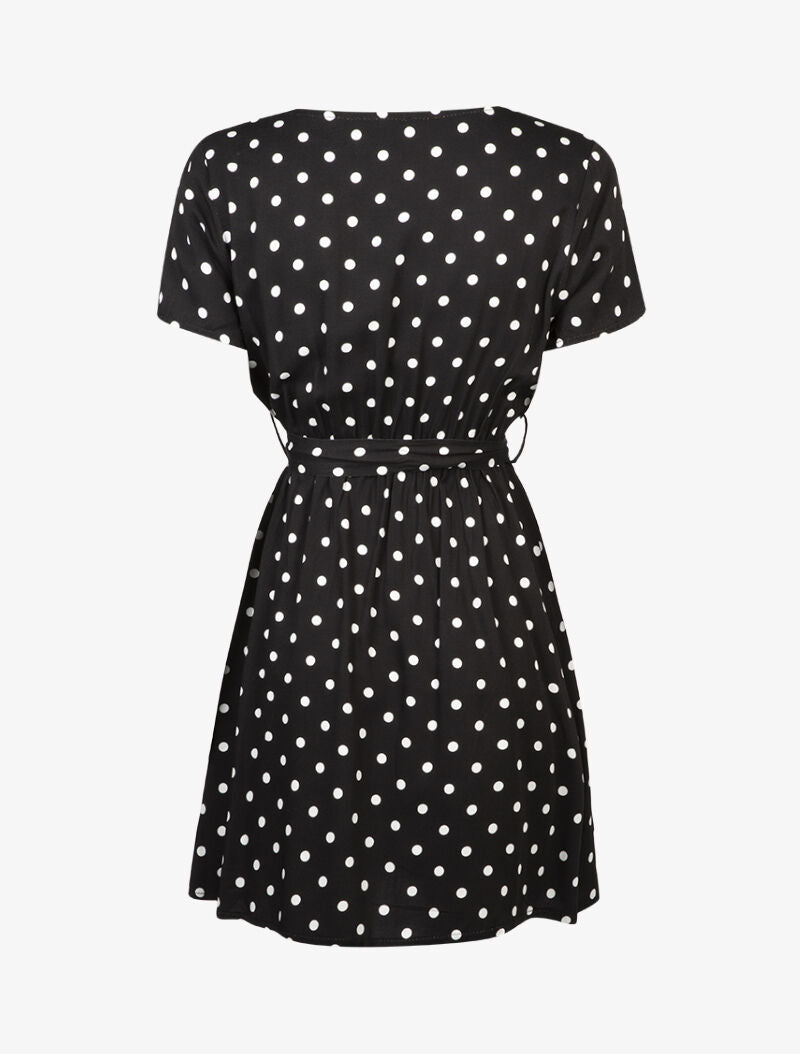 Robe coupe patineuse à pois - noir - 2
