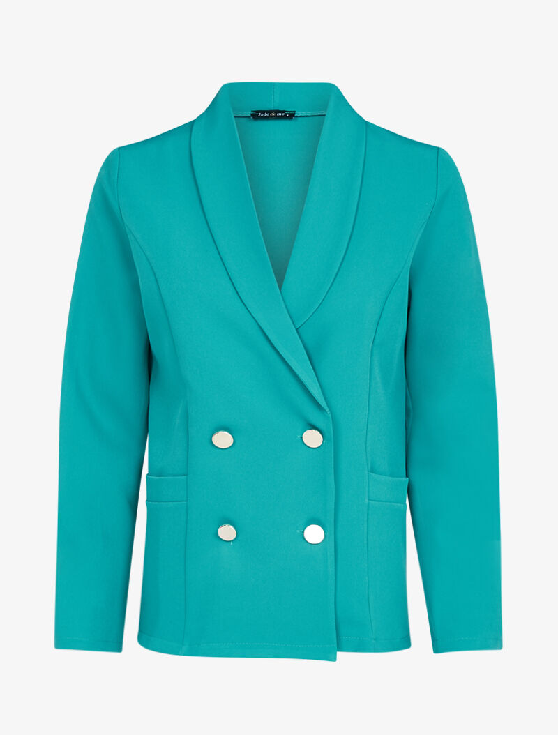 Blazer croisé à boutons décoratifs - turquoise - 2