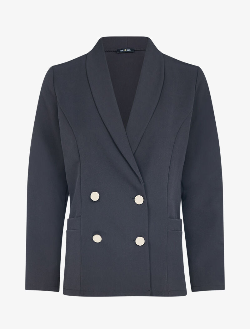 Blazer croisé à boutons décoratifs - noir - 1