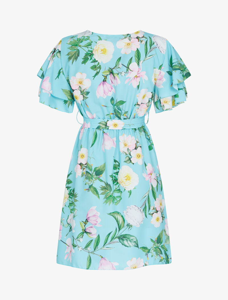 Robe à manches volantées - turquoise - 3