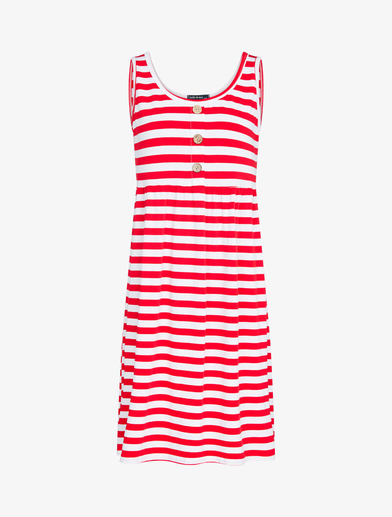 Robe trapèze rayée - rouge - 1