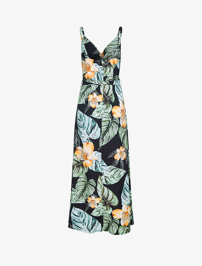 Robe imprimée à côté fendu - noir - 2