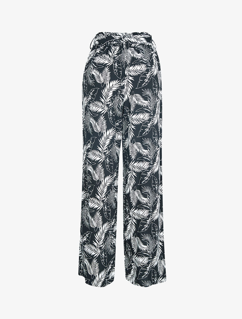 Pantalon à imprimé feuillages - noir - 2