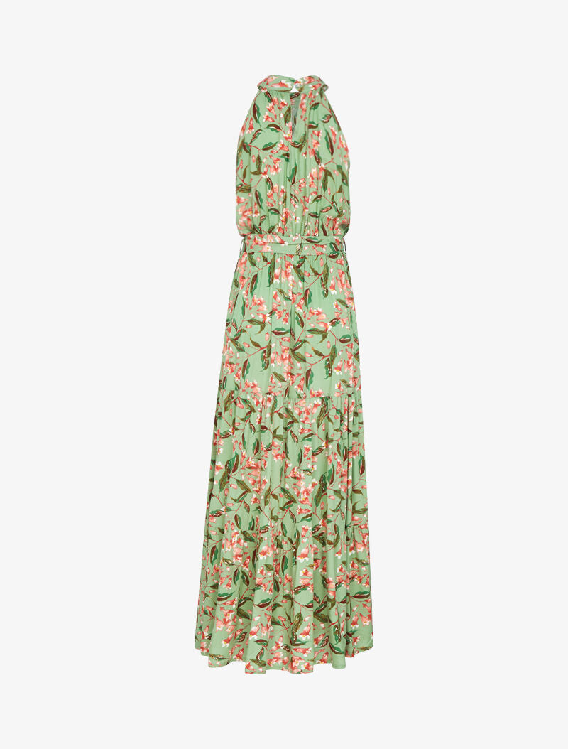 Robe à col americain et imprimé floral - vert - 2