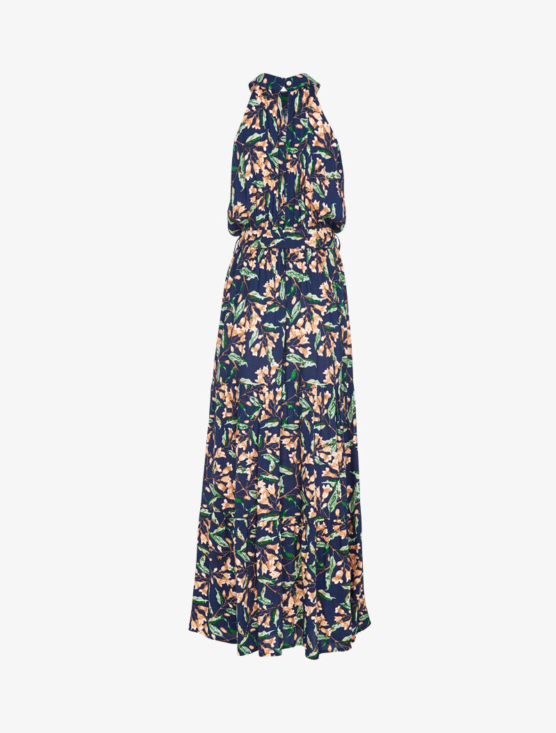 Robe à col americain et imprimé floral - marine - 2