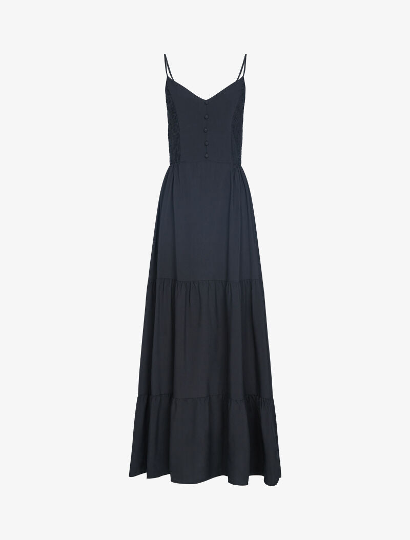 Robe longue unie - noir - 1