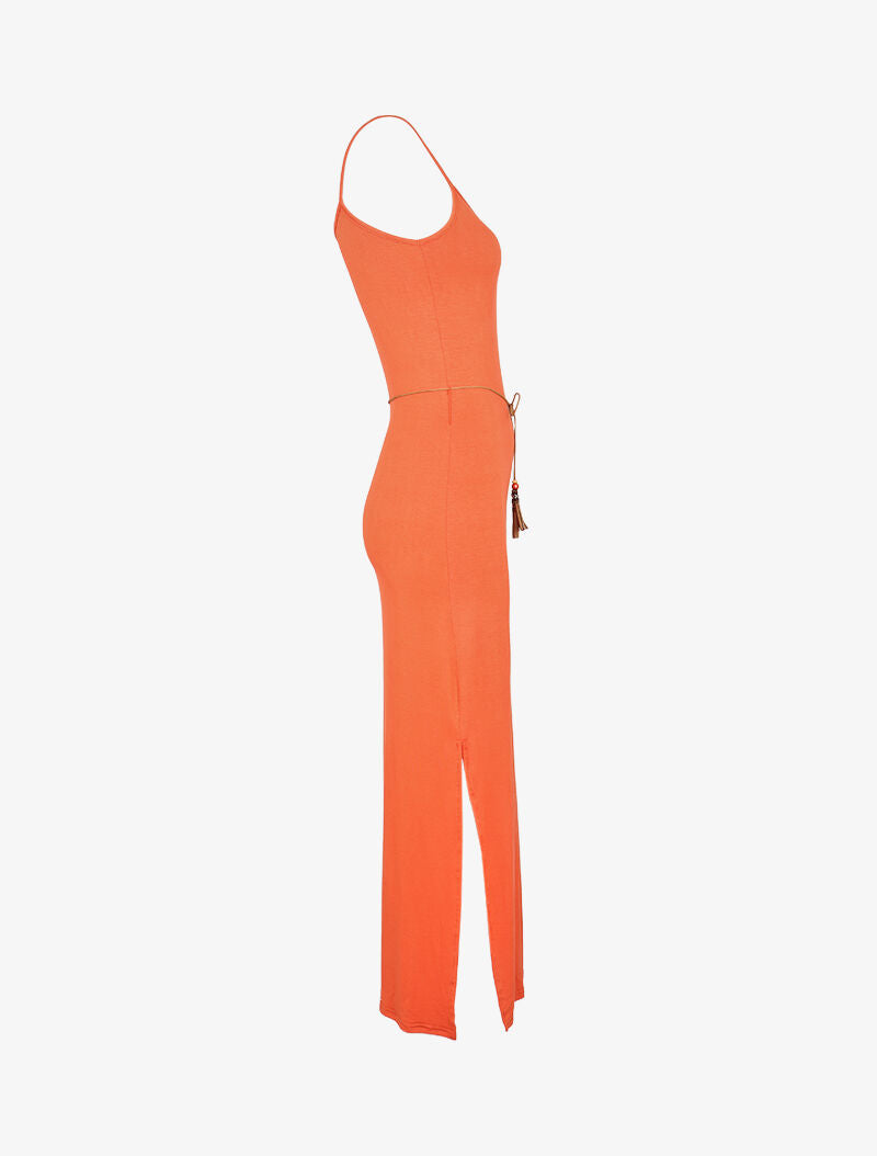 Robe à côtés fendus - orange - 3