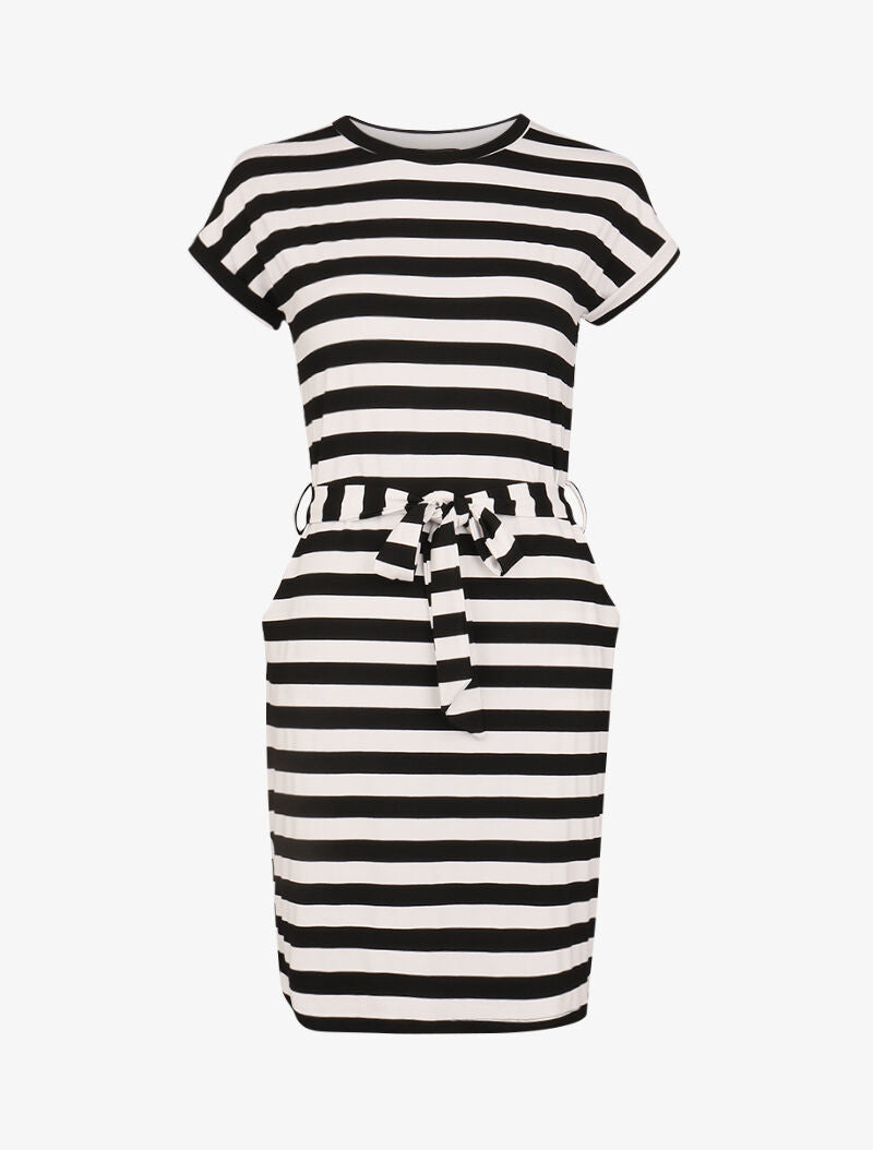 Robe t-shirt marinière - noir - 3