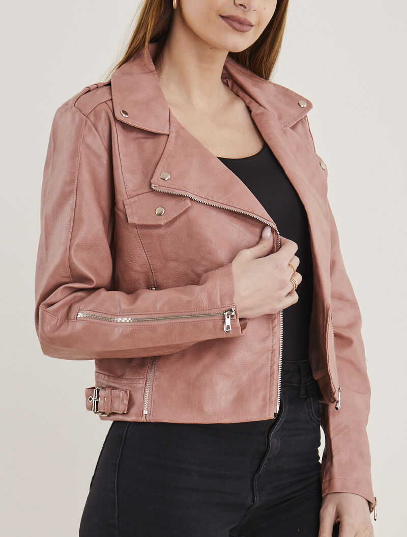 Perfecto en simili effet craquelé - rose foncé - 4
