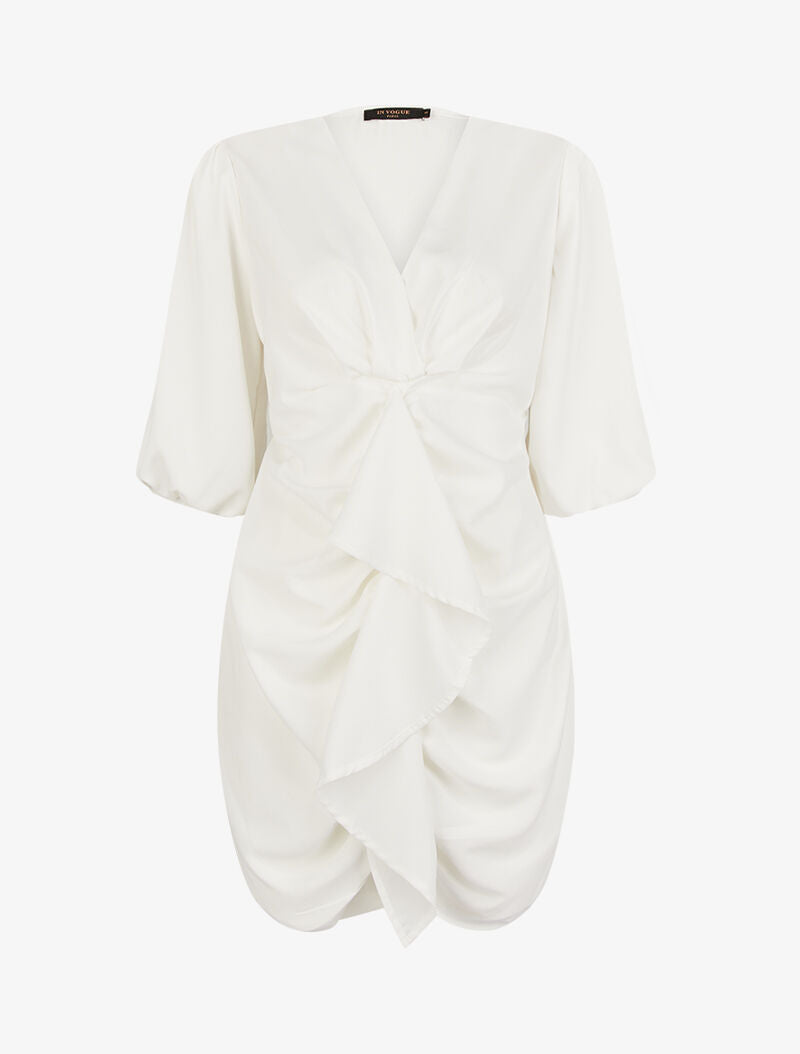 Robe tunique à effet drapé - blanc - 3