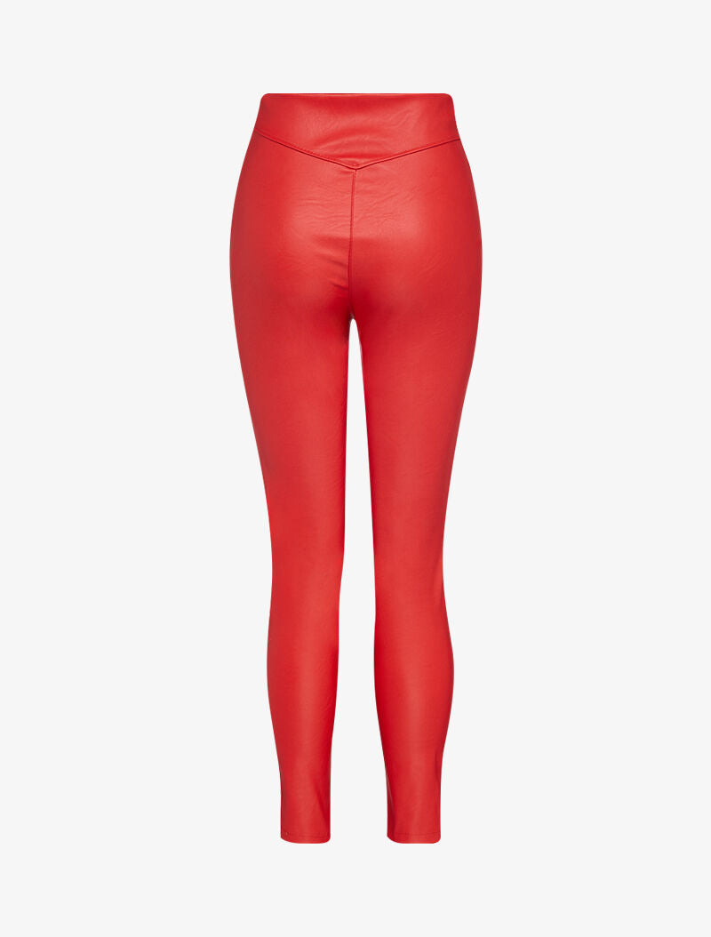 Tregging simili à côté zippé - rouge - 2