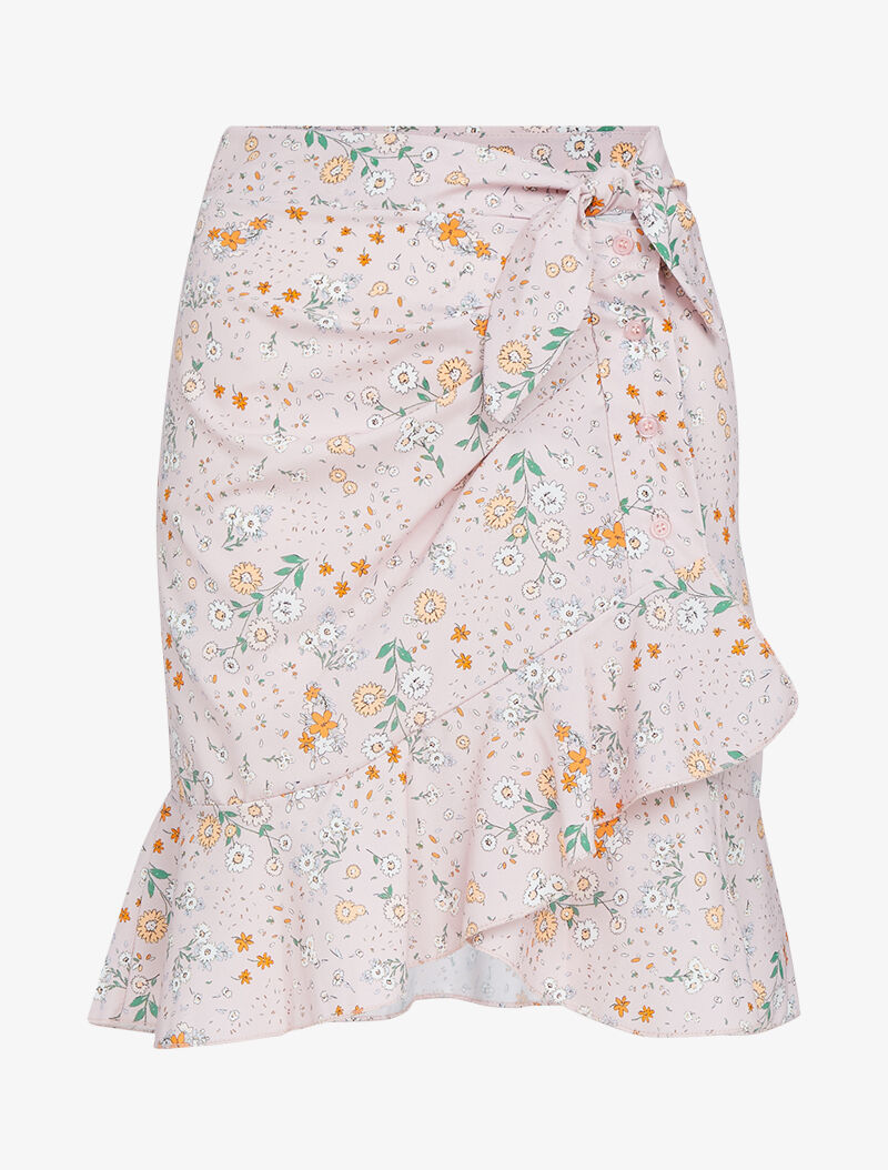 Jupe fleurie style portefeuille - rose - 2
