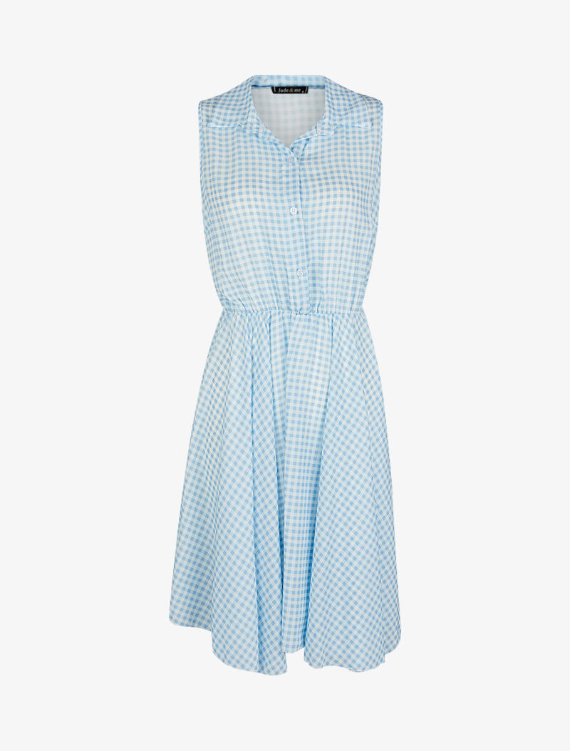 Robe légère et patineuse à petits carreaux - bleu - 1