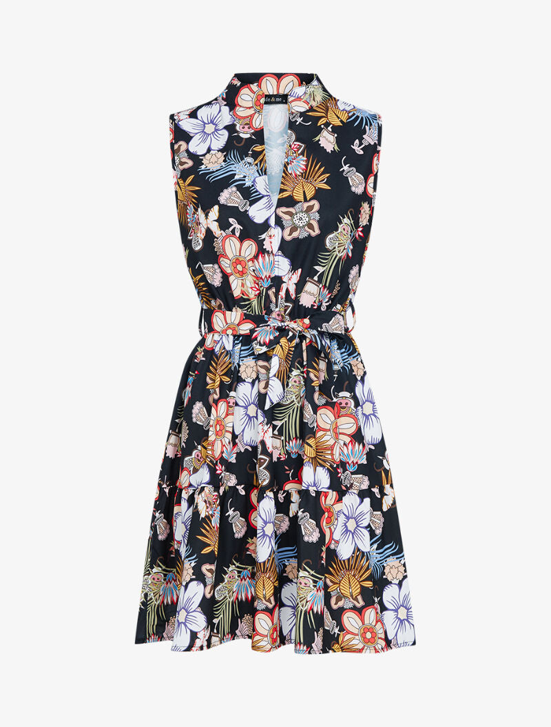 Robe patineuse à imprimé floral graphique - noir - 3