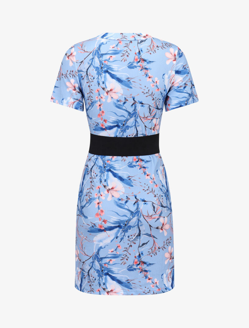 Robe côtelée à manches courtes - bleu ciel - 3