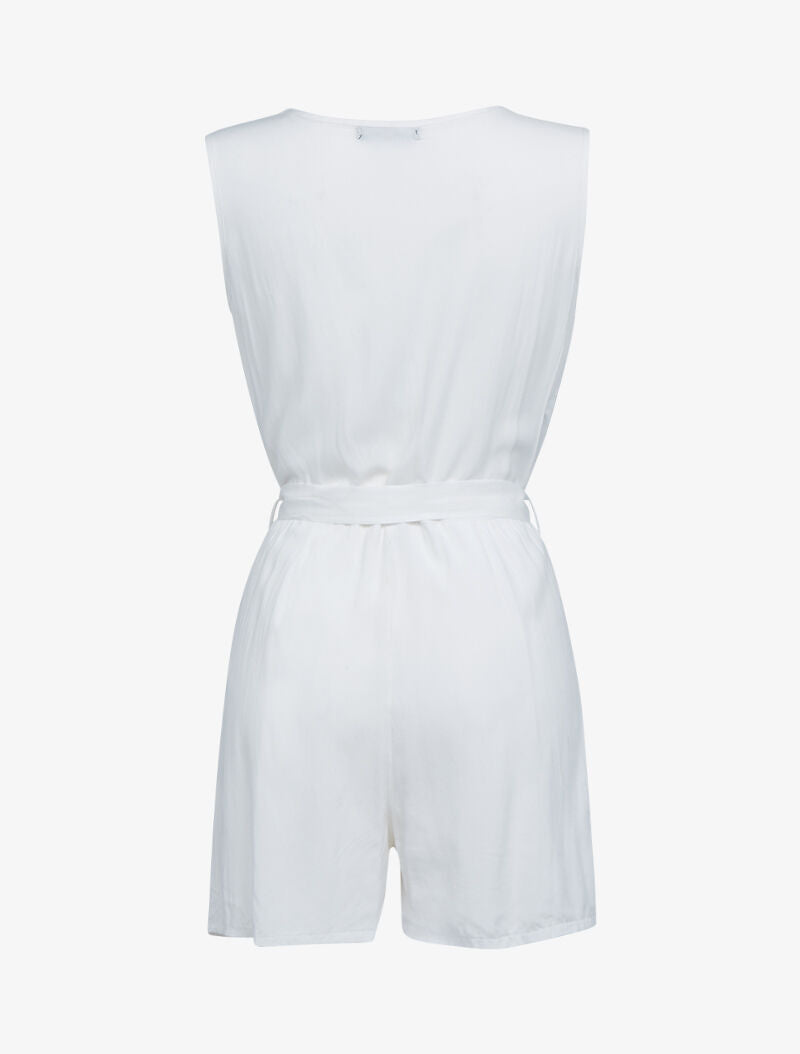 Combishort fluide à boutonnière argentée - blanc - 2