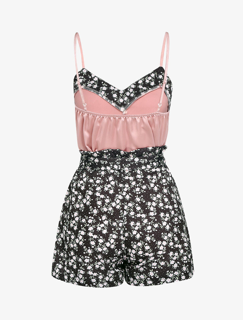 Ensemble satiné à imprimé paquerettes - rose - 4