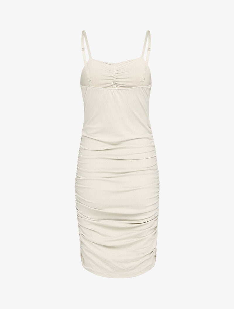 Robe moulante plissée - beige - 3