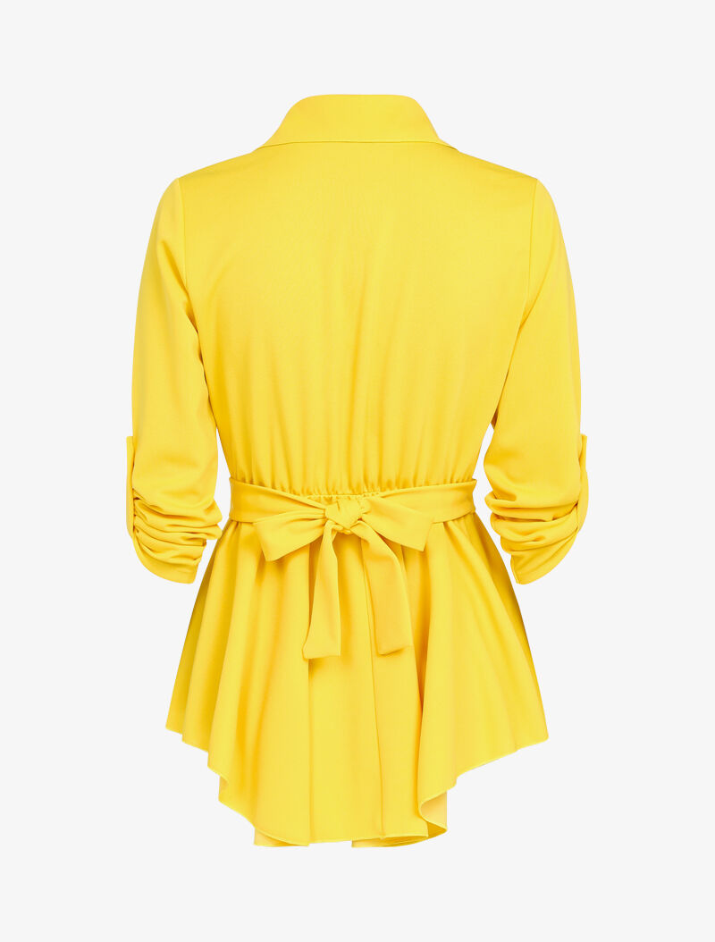Top péplum à taille ceinturée - jaune - 2