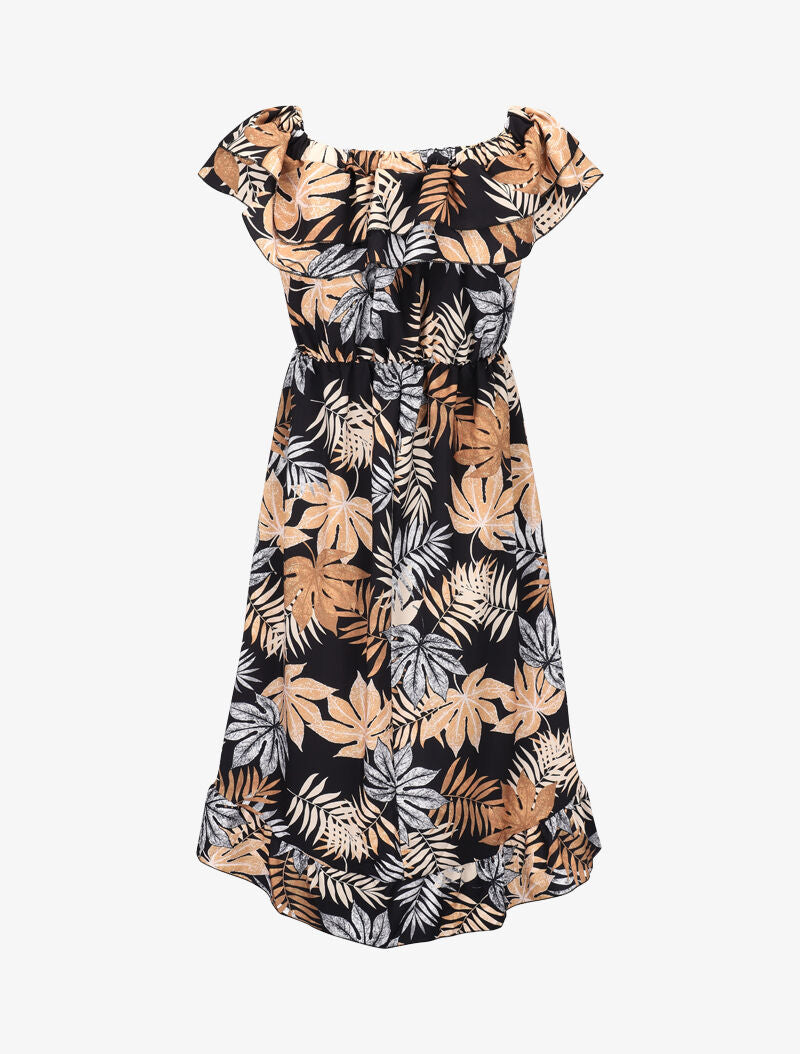 Robe imprimée à volants - noir - 2