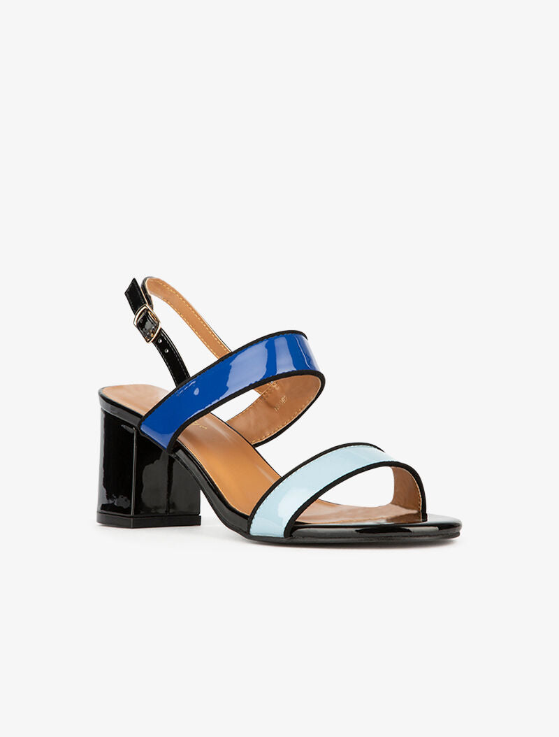 Sandales vernies à ganses assorties - bleu - 2