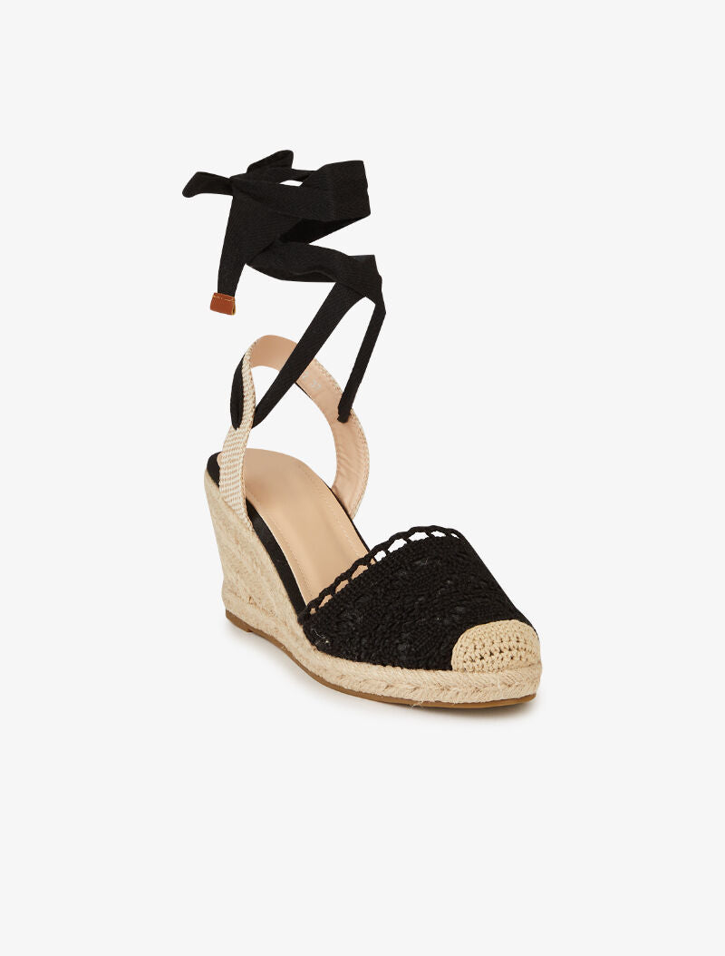 Sandales compensées en crochet - noir - 3