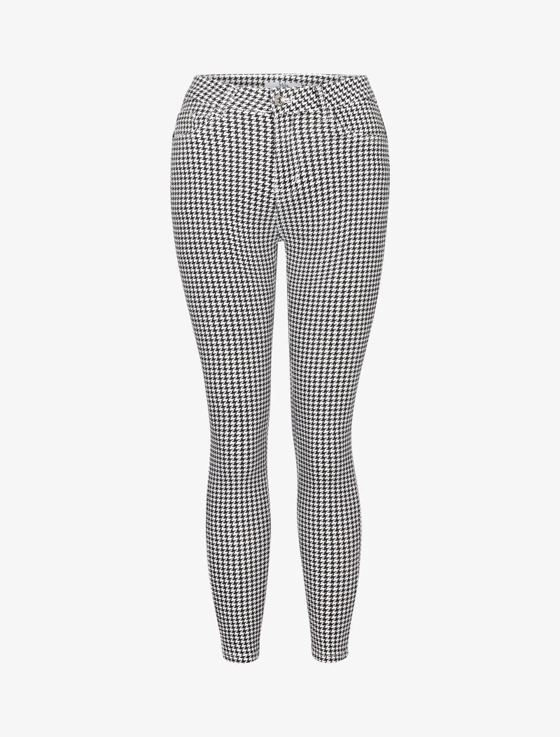 Jean 7/8 a stampa pied-de-poule - nero