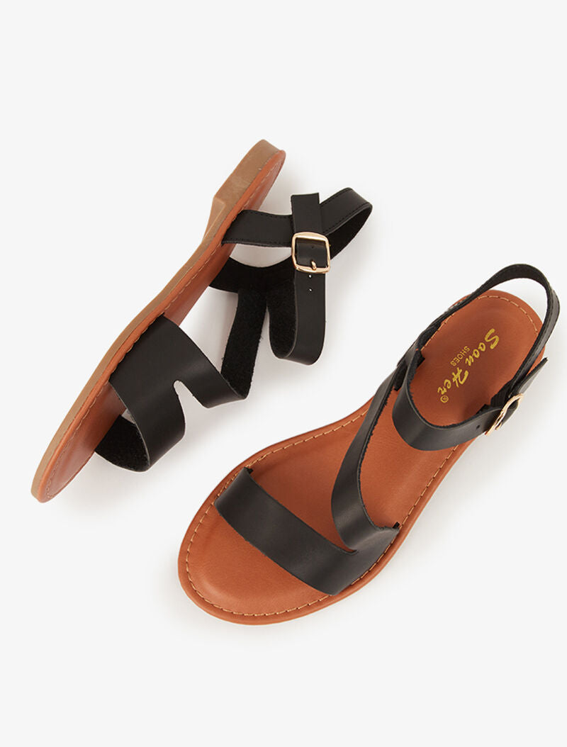 Nu-pieds minimalistes à ganse en biais - noir - 1