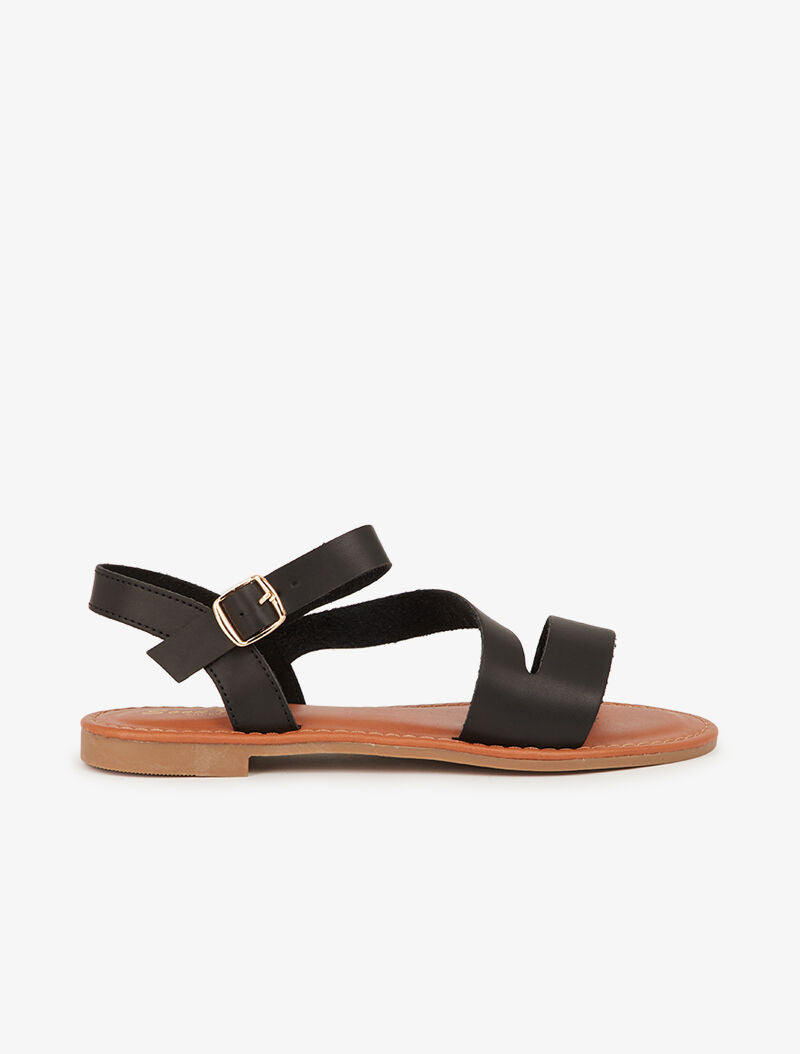 Nu-pieds minimalistes à ganse en biais - noir - 2