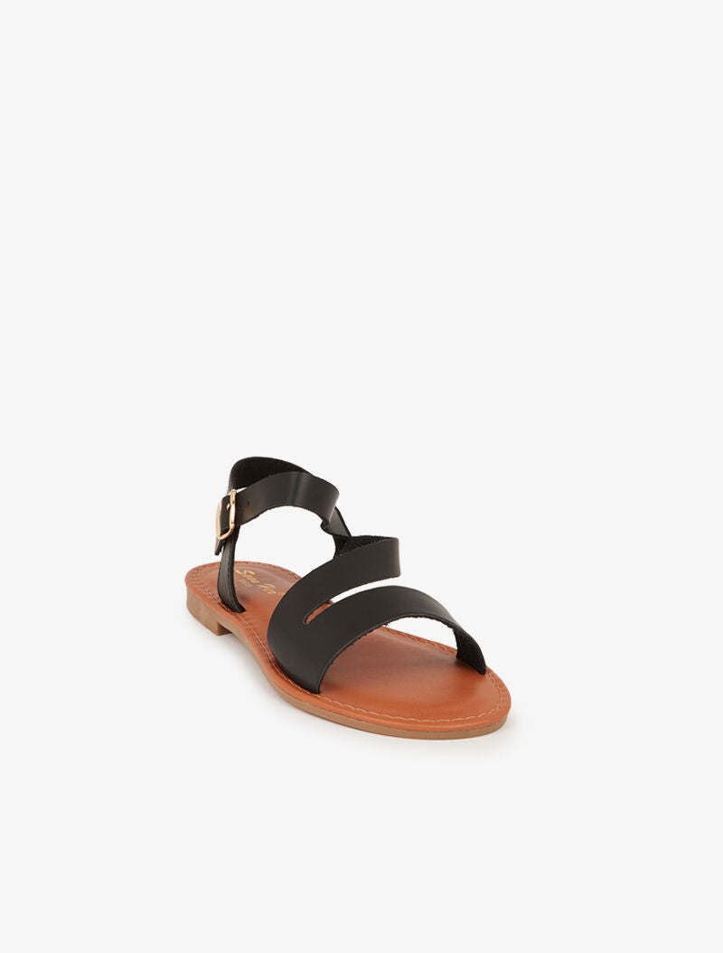Nu-pieds minimalistes à ganse en biais - noir - 3