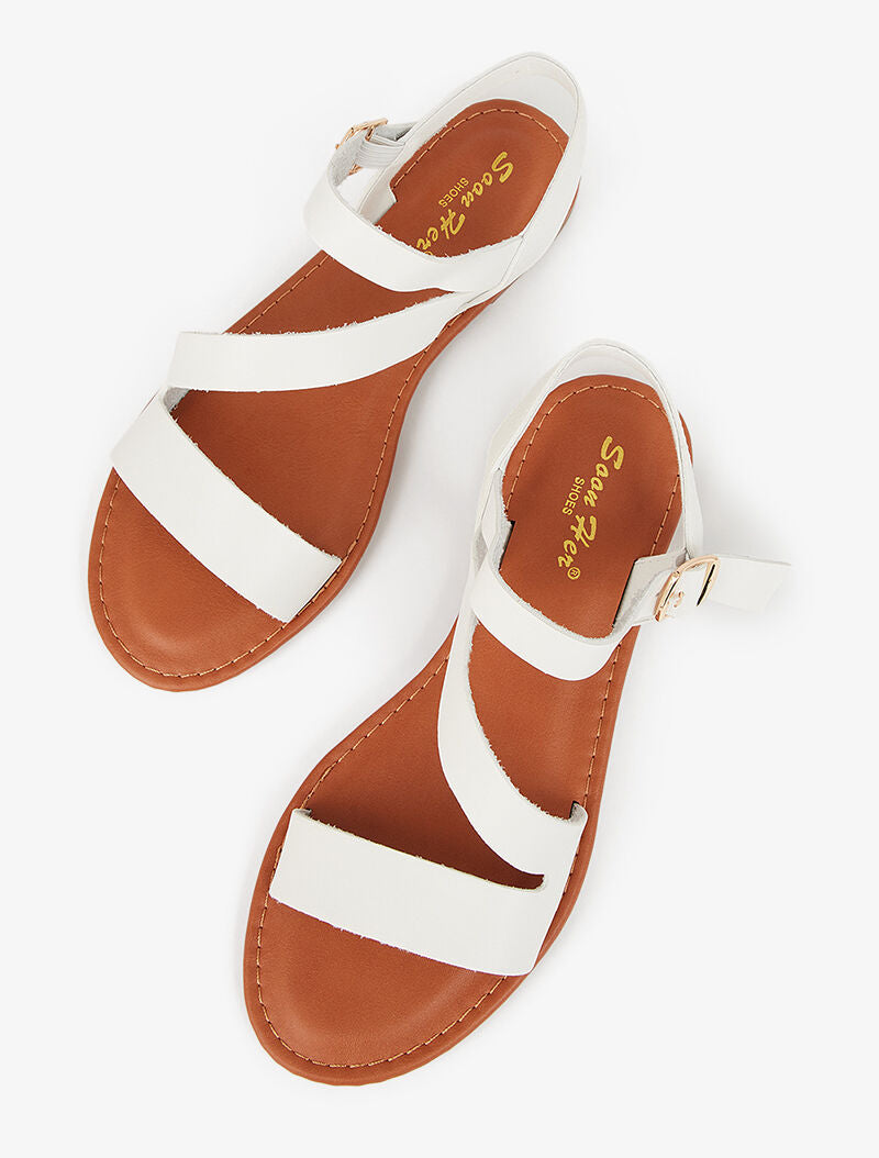 Nu-pieds minimalistes à ganse en biais - blanc - 5