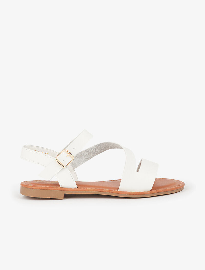 Nu-pieds minimalistes à ganse en biais - blanc - 2
