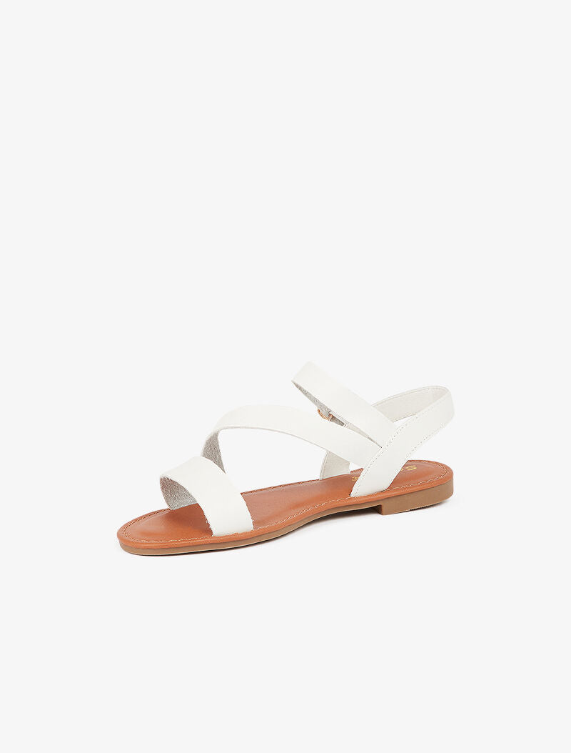 Nu-pieds minimalistes à ganse en biais - blanc - 4
