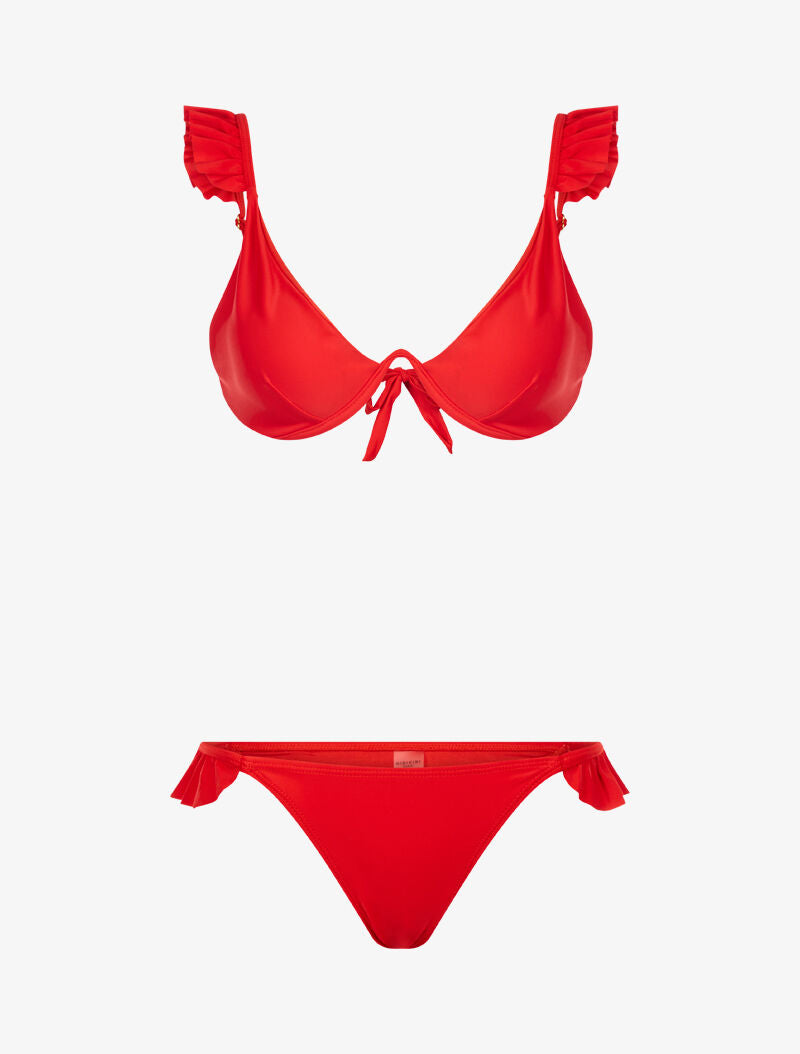 Bikini volanté et tanga - rouge - 3