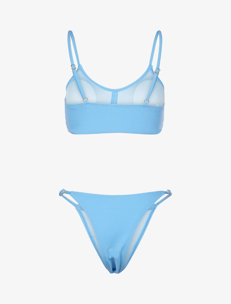 Bikini texturé et tanga - bleu ciel - 2