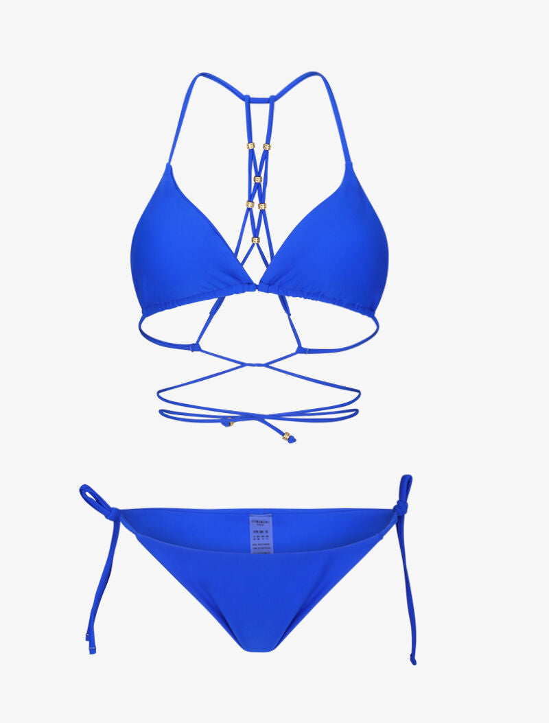 Bikini triangle à détail bijoux - bleu électrique - 3