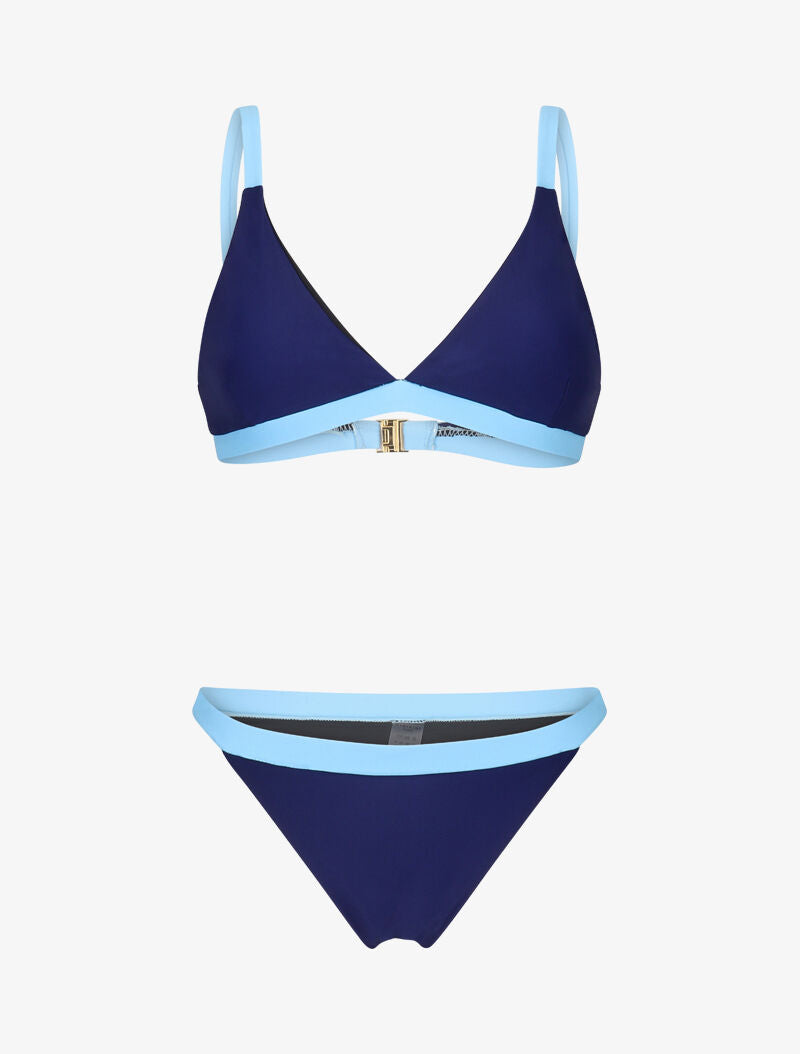 Bikini triangle bicolore - marine - 1