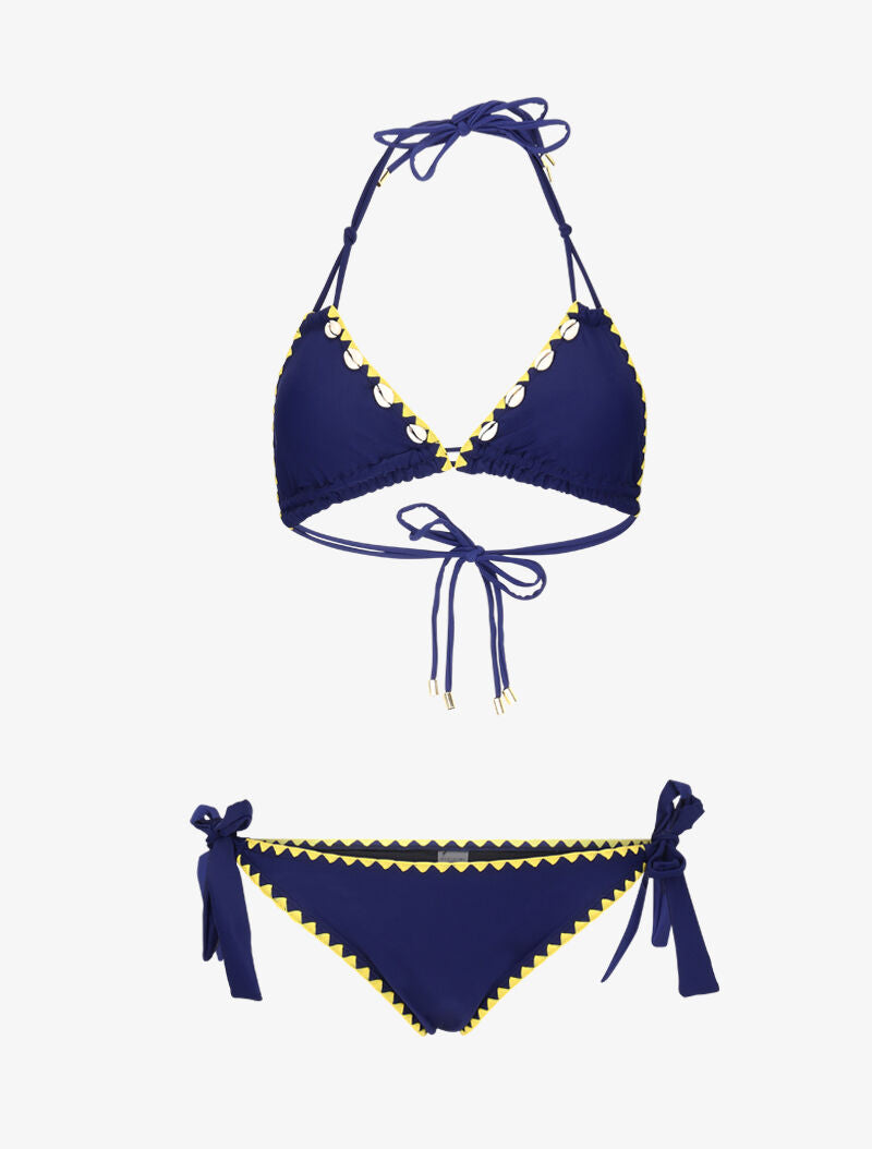 Bikini triangle empiécé coquillages - marine - 1
